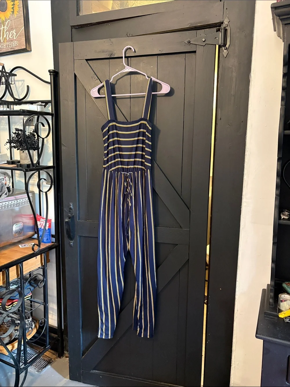 Striped Navy and Yellow Jumpsuit